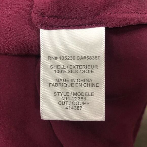 Joie Silk Blouse Button Up Shirt Burgundy XS - Picture 10 of 10